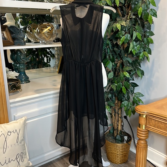 GUC All Kris Black Sheer High Low Mini Studded Sleeveless Dress, M - Picture 6 of 14